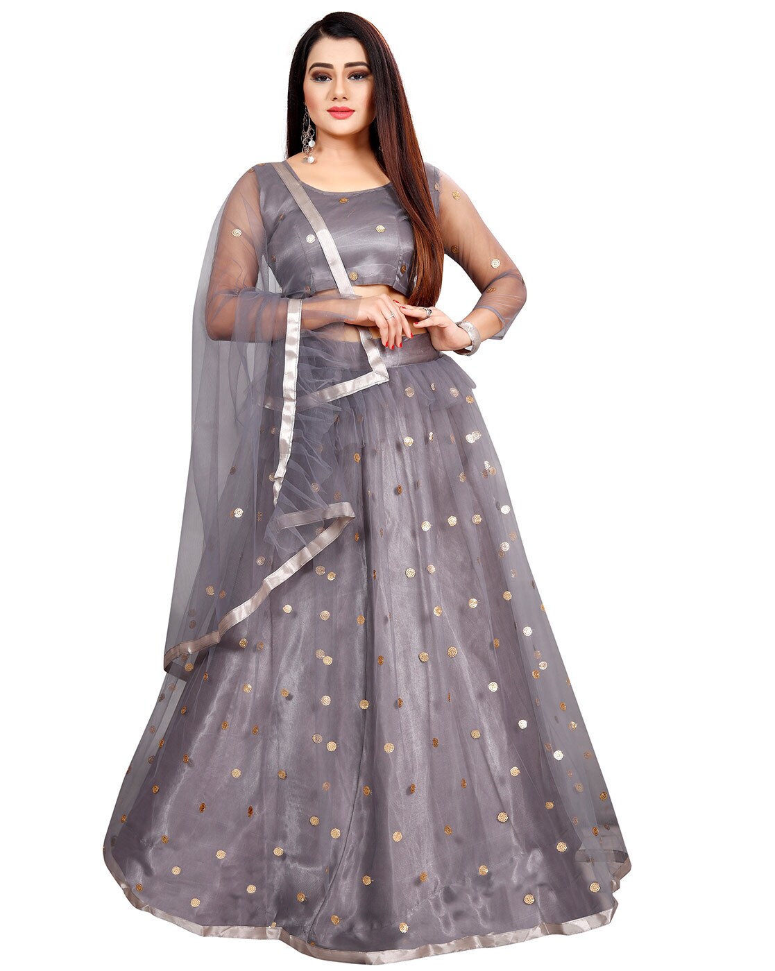 amit silver grey Lehenga Cholis