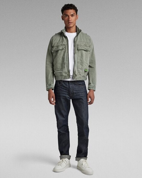 Green denim hotsell jacket outfit