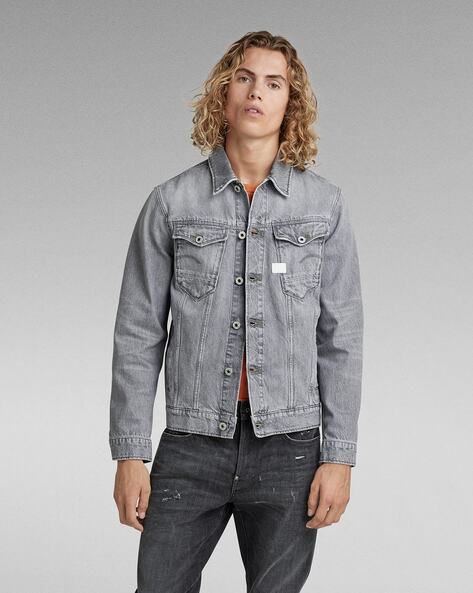 Jacquard Denim Trucker Jacket | Size 48