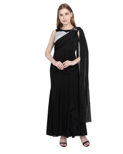 Draped Gown | Drape gowns, Ladies gown, Cape style