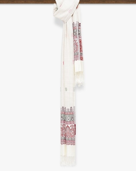 Floral Print Stole with Fringed Hem Price in India