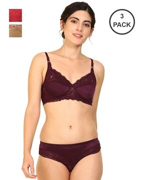 Maroon Net Bra Panty Set