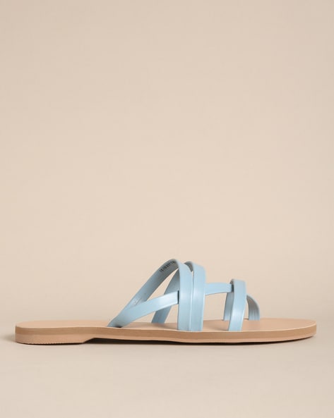 Satu Blue Leather Women's Heeled Sandal - İLVİ