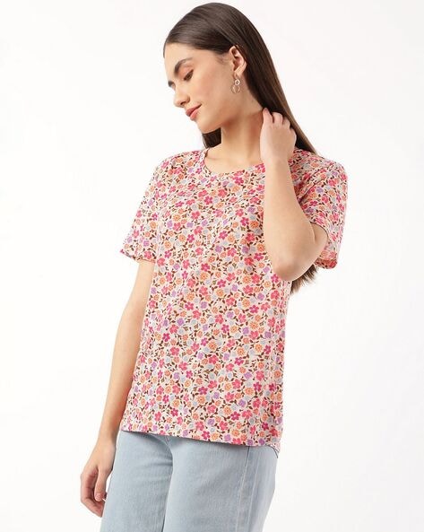 Floral tee shop shirt womens