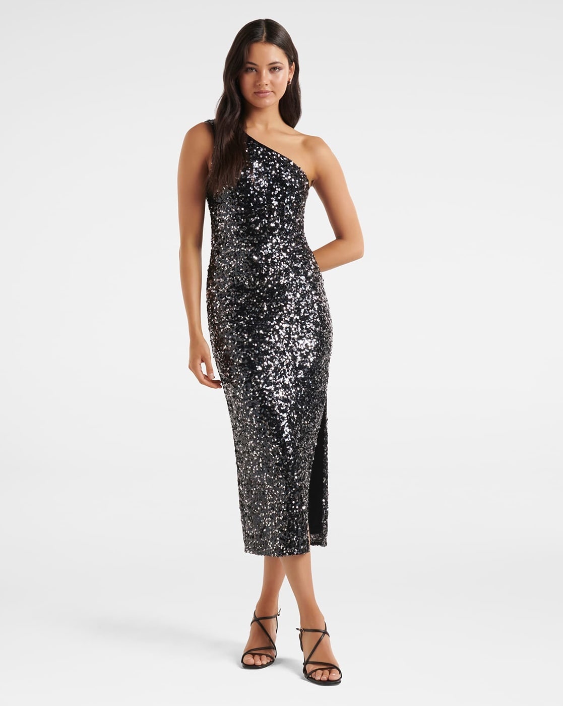 Flashy Petite Black Sequin Mini Dress With Feather Bardot – Club L London -  USA