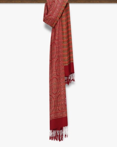 Paisley Print Stole with Fringed Hem Price in India
