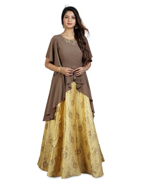 S4U New Launch Of Party Wear And Unique Style Gown With Pure Faux Georgette  Heavy Handwork Poncho - The Ethnic World