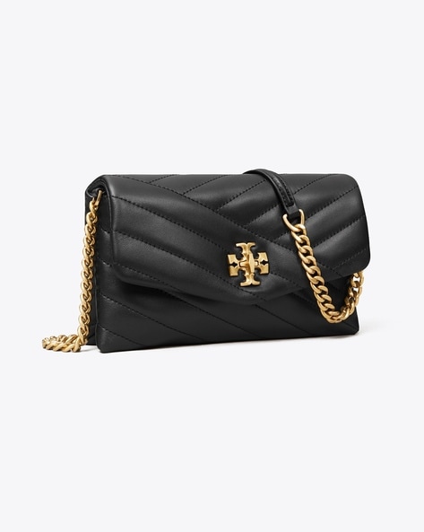 Buy Tory Burch Kira Chevron Chain Wallet with Adjustable Strap | Black  Color Women | AJIO LUXE