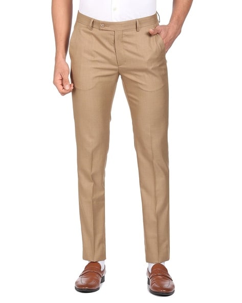 Buy Arrow Regular Fit Heathered Formal Trousers - NNNOW.com