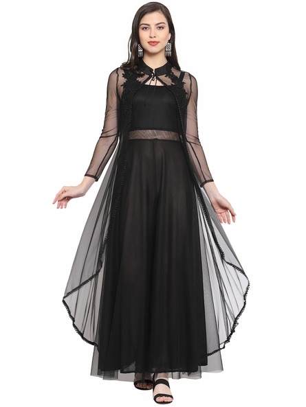 Black fit and flare maxi outlet dress