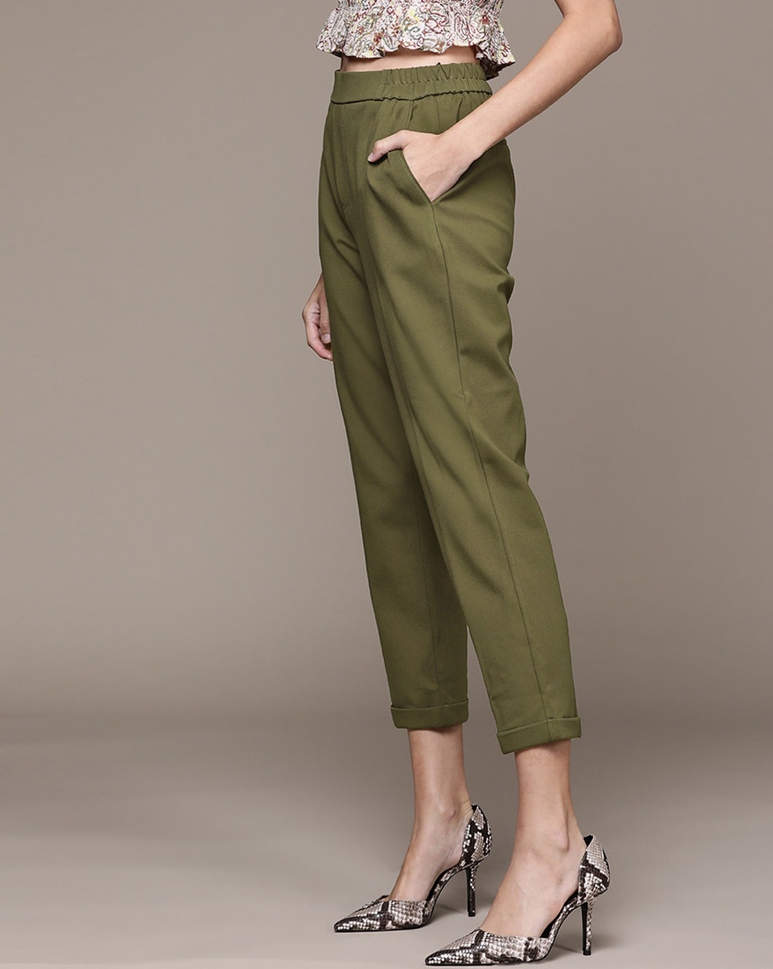 Buy Women Olive Regular Fit Lower Online in India - Monte Carlo