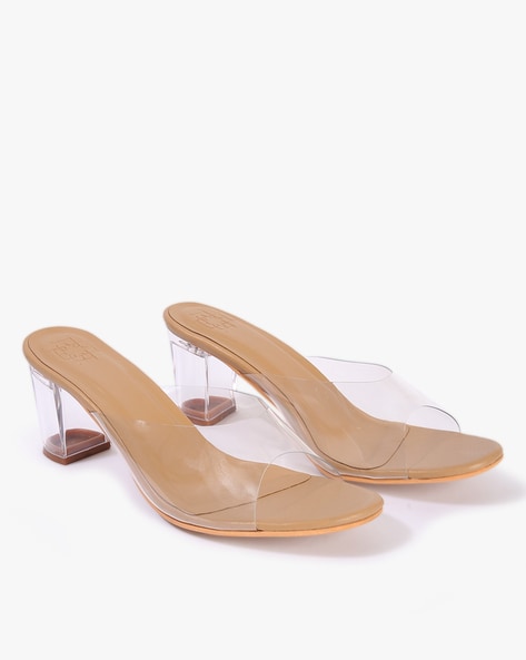 Clear block heel online shoes