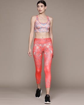 label ritu kumar Floral Print Sports Bra with Tights-picture-20