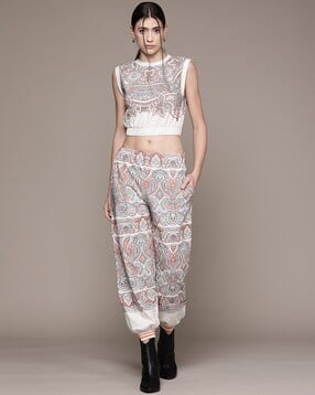 label ritu kumar Floral Print Crop Top with Joggers-picture-14