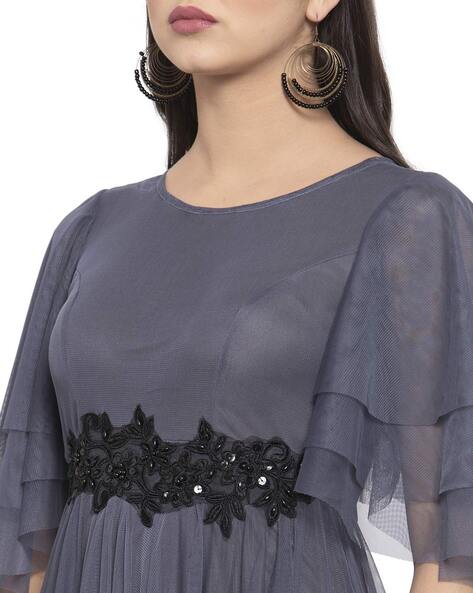Dresses | Anouk's Beautiful Navy Blue Embellished Net Maxi D | Freeup