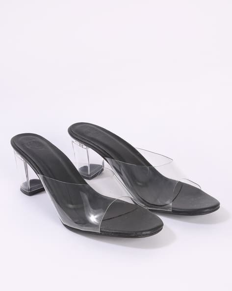 Mules Zara Geometric Heeled Vinyl Sandals Block Heel Sandals