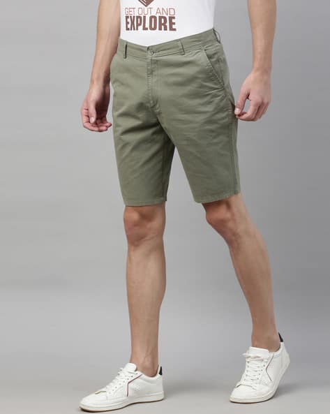 Buy Sage green Shorts 3/4ths for Men by Bushirt Online