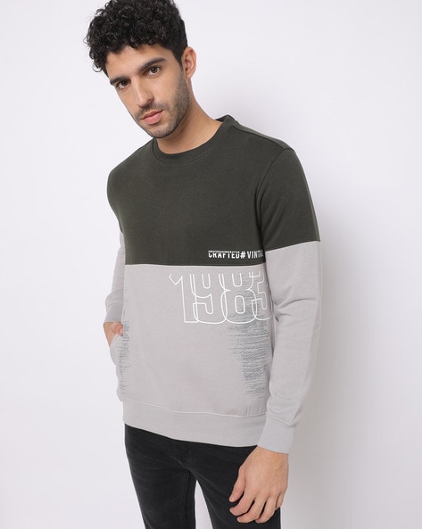 Colourblock Slim Fit Crew-Neck Sweatshirt