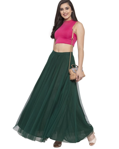 Women's Maxi Lehenga Skirt (0617 - Green) – Studio Shringaar