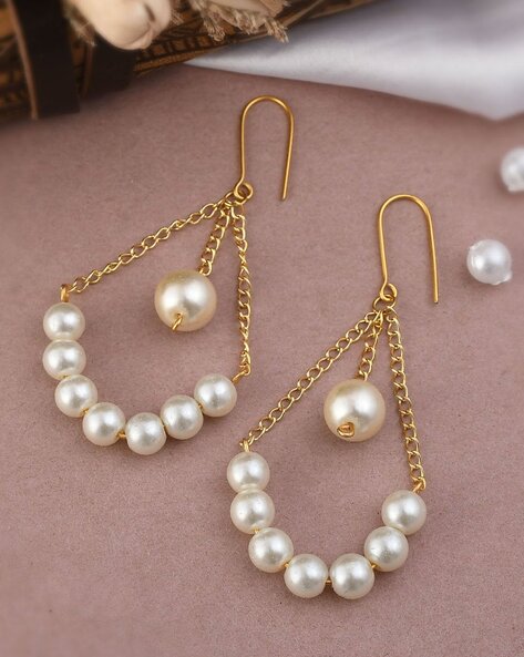 Hand Made | Gold Heart with Pearl Earrings | Sensitively Yours