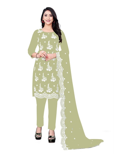 Embroidered Unstitched Dress Material Price in India