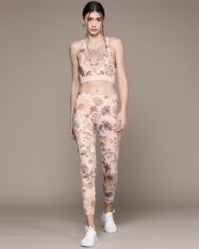 label ritu kumar Floral Print Sports Bra with Tights-picture-36