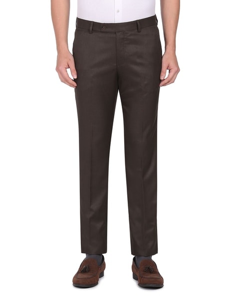 Buy Arrow Mid Rise Solid Formal Trousers - NNNOW.com