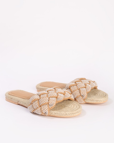 Buy Tan Flat Sandals for Women by Encrustd Online Ajio