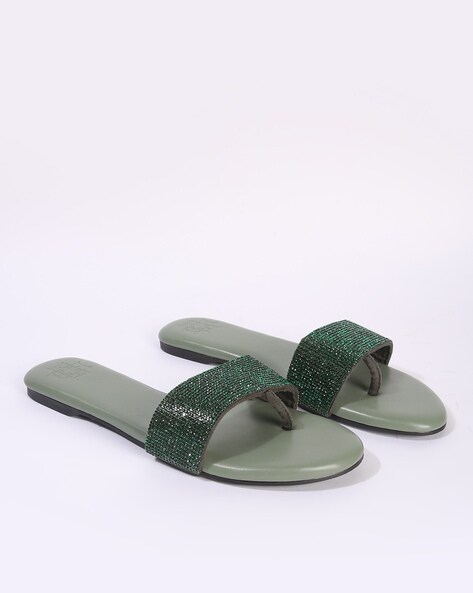 Vlogo leather sandal Valentino Garavani Green size 38.5 EU in Leather -  37520643