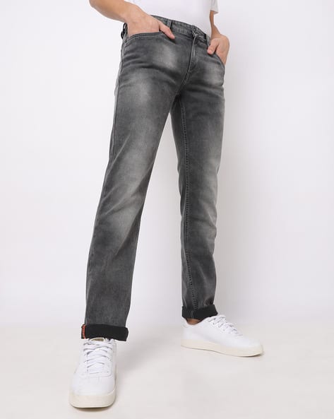 Heavily Washed Slim Fit Jeans
