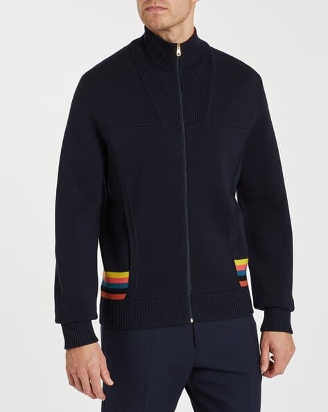 Buy PAUL SMITH Wool Knitted Regular Fit Zip-Through Bomber Jacket