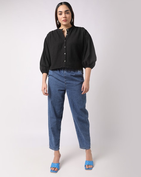 Black shirt with jeans women online