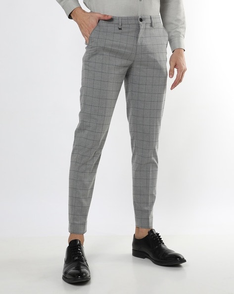 Navy Check Super Skinny Cropped Trousers Long Pants for Men  China Joggers  and Men Pants price  MadeinChinacom