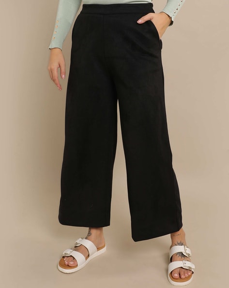 Womens Plus Size Black Linen Viscose Trouser