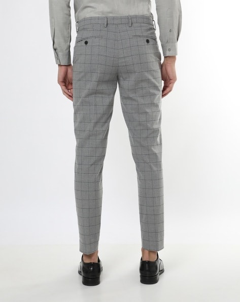 Checked Slim Fit Cropped Trousers