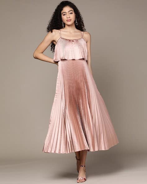 strapless open back dress Black Square Neck Accordion Pleat Maxi Dress – BLANK main image 1