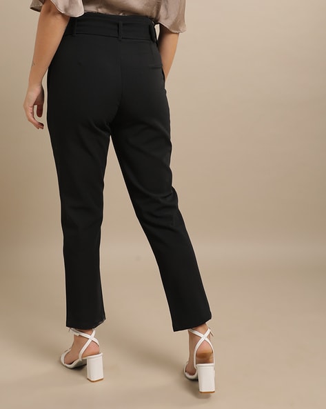 High-Rise Tapered Fit Pants with Belt