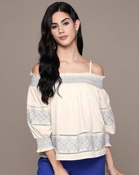 LABEL RITU KUMAR Loose Fit Strappy Top with Embroidery