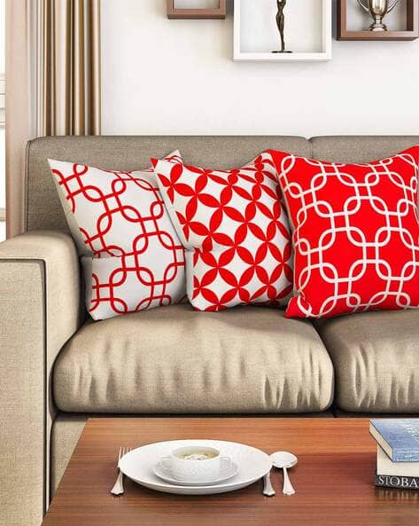 Buy Red White Cushions Pillows for Home Kitchen by SEJ BY
