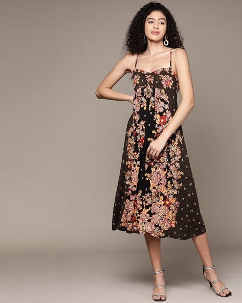 LABEL RITU KUMAR Floral Print Strappy A-line Dress