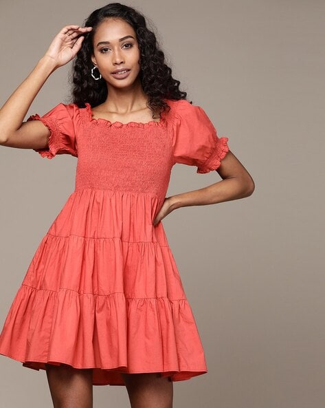 Off the shoulder fit and flare store cocktail dress