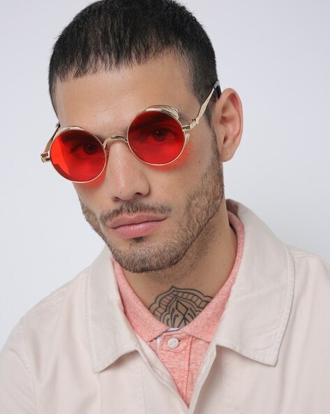 Stylish Bald Man Wearing Leather Jacket With Round Sunglasses Looking Up  High-Res Stock Photo - Getty Images