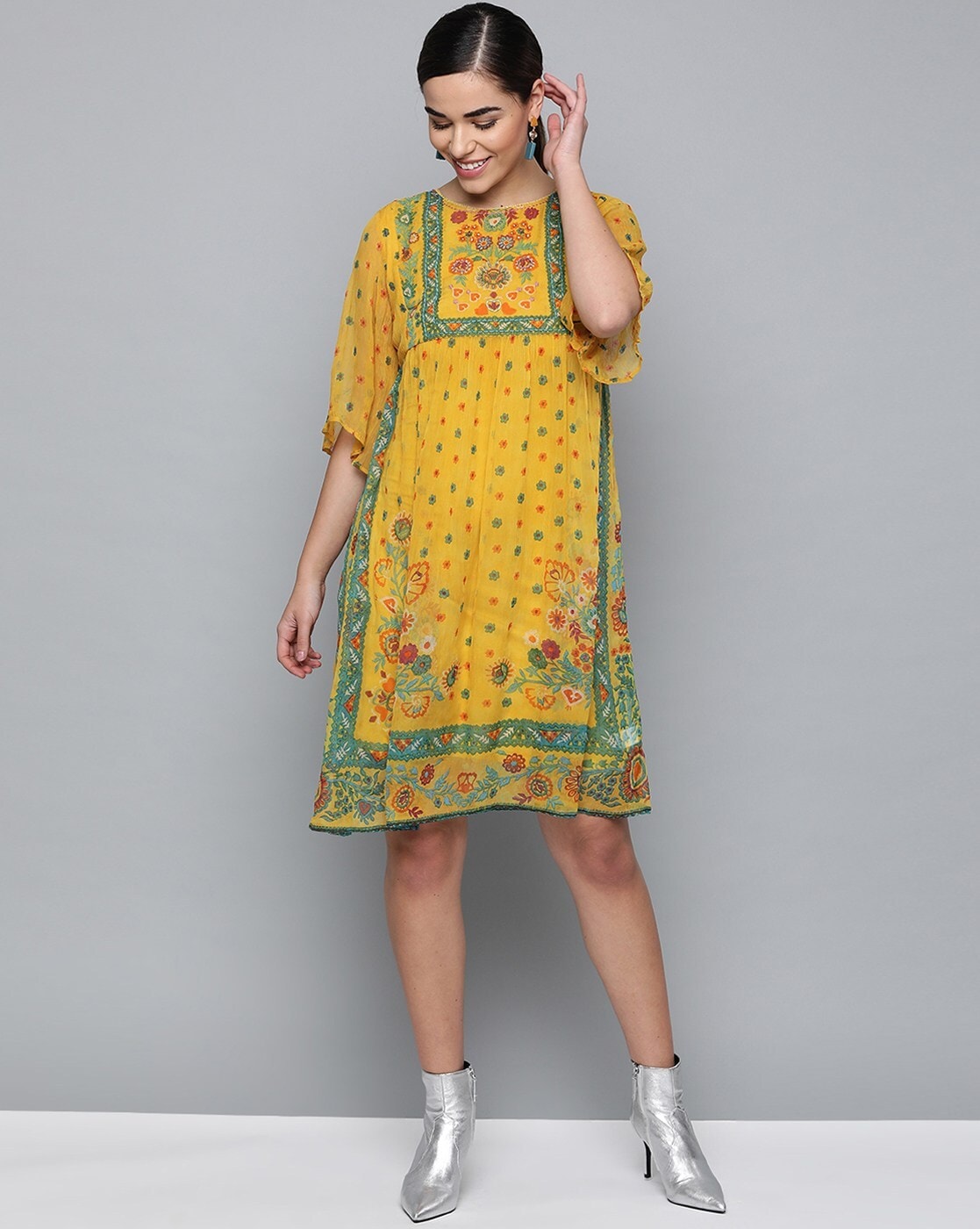 Buy Ecru Floral Print Strappy Maxi Dress Online - Label Ritu Kumar  International Store View