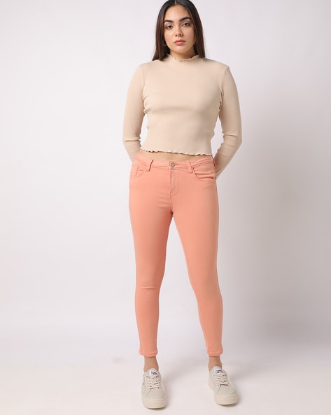 Women Pink Mid-Rise Slim Fit Jegging