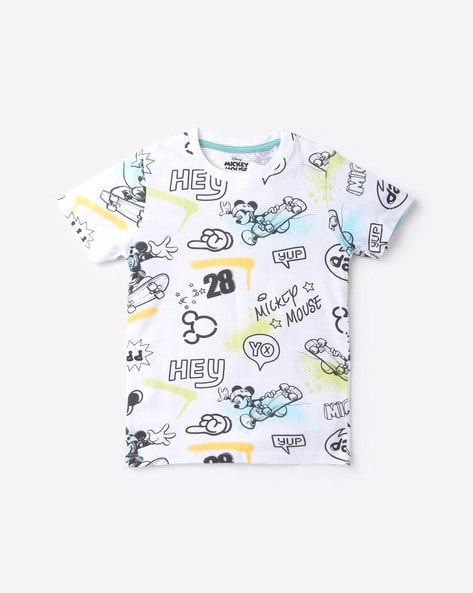 Disney Mickey-Mouse Print Round-Neck T-shirt