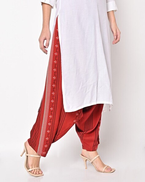 Striped Patiala Pants with Elasticated Waistband Price in India
