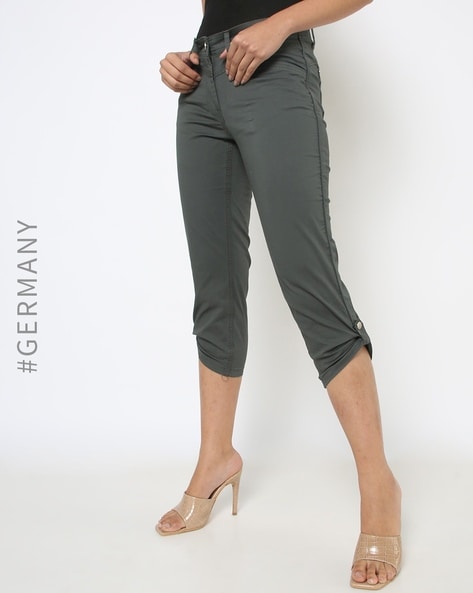 Buy Green Trousers & Pants for Women by Zabaione Online