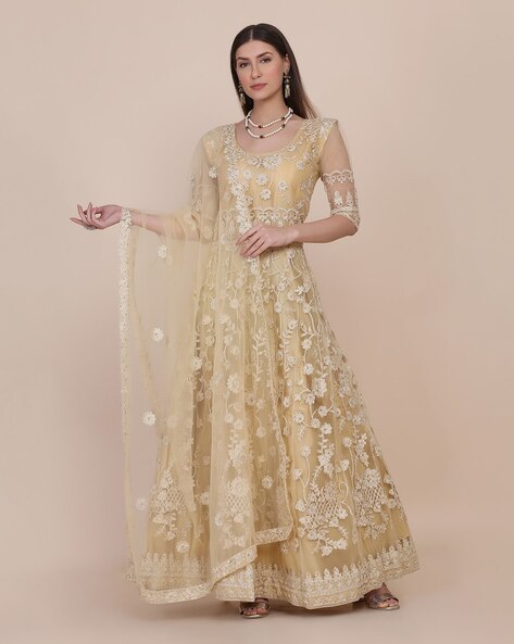 Semi-stitched Anarkali Dress Material Price in India
