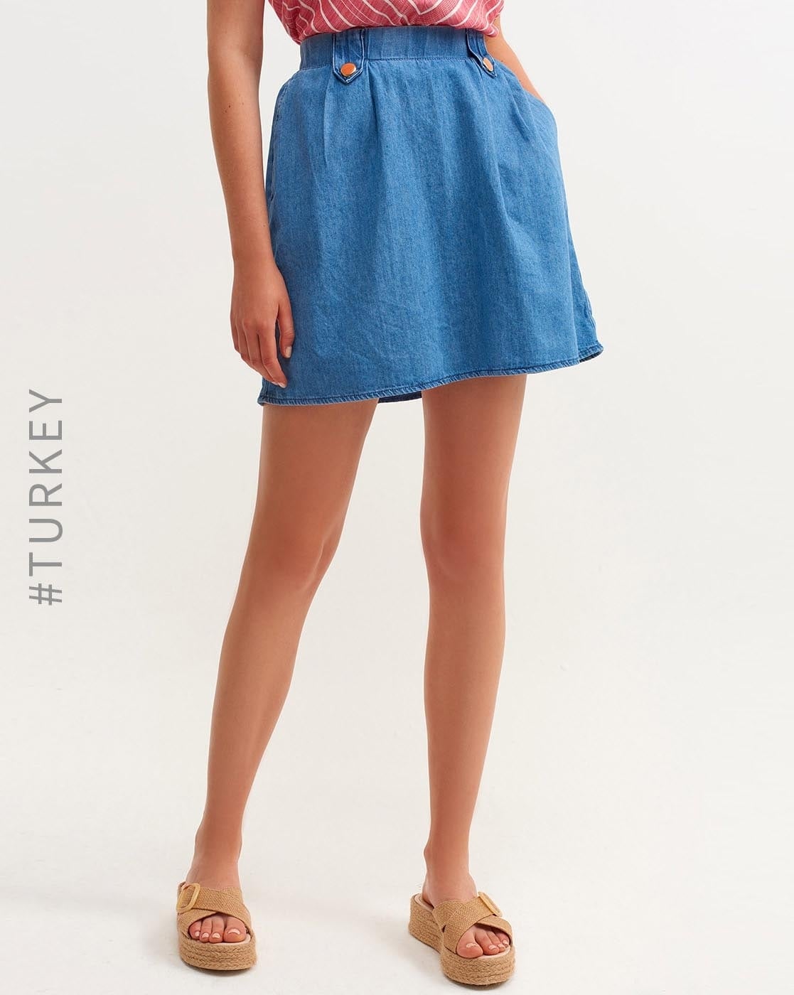 Women's American Apparel Blue Mid-Wash Denim High-Waist Circle Skater Skirt  S/8 | eBay