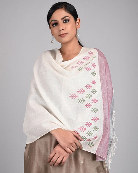 Handloom Merino Wool Jamdani Stole Price in India